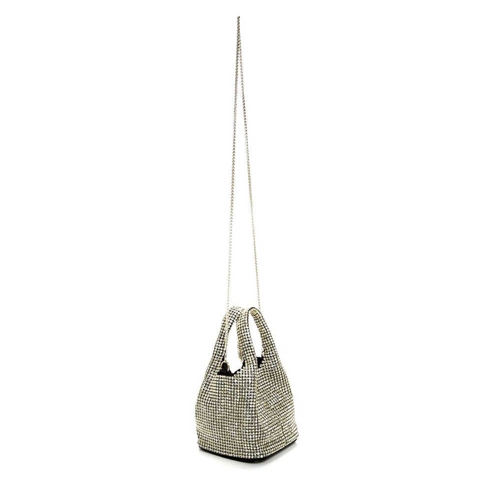 Aqua Bloomingdales Clear Crystal Embellishment Removable CrossBody Chain NWOT - Picture 2 of 4